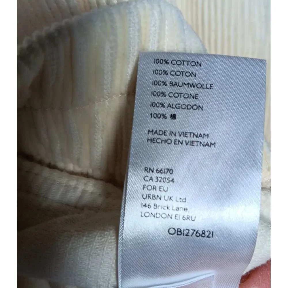 BDG Urban Outfitters Cream Corduroy‎ Hooded Crop Jacket Size Small